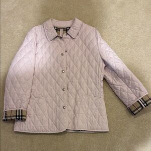 Burberry Pink Puffer Jacket with Quilted Design Large